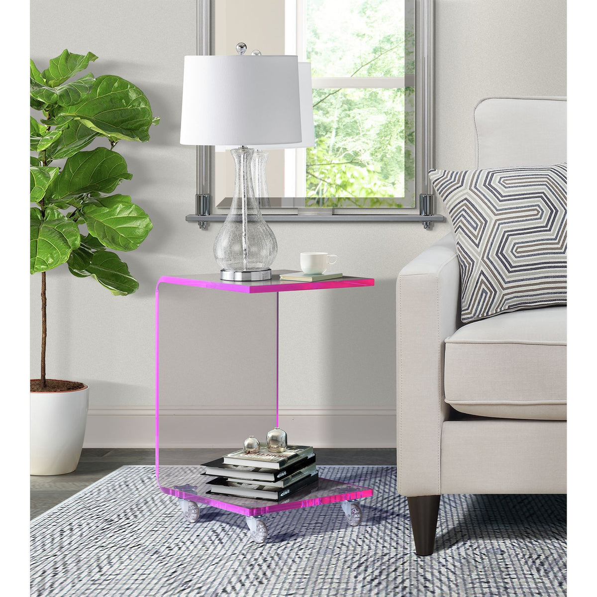 Iris Snack Table in Pink by Elements International, view 5