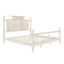 Vintage Country Style 4 Poster Platform Bed With High Crown Like Headboard, No Box Spring Needed