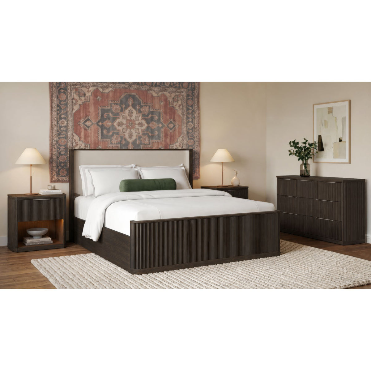 Sylvie Bedroom Set With Upholstered Bed in Dark Brown by Elements International, view 37