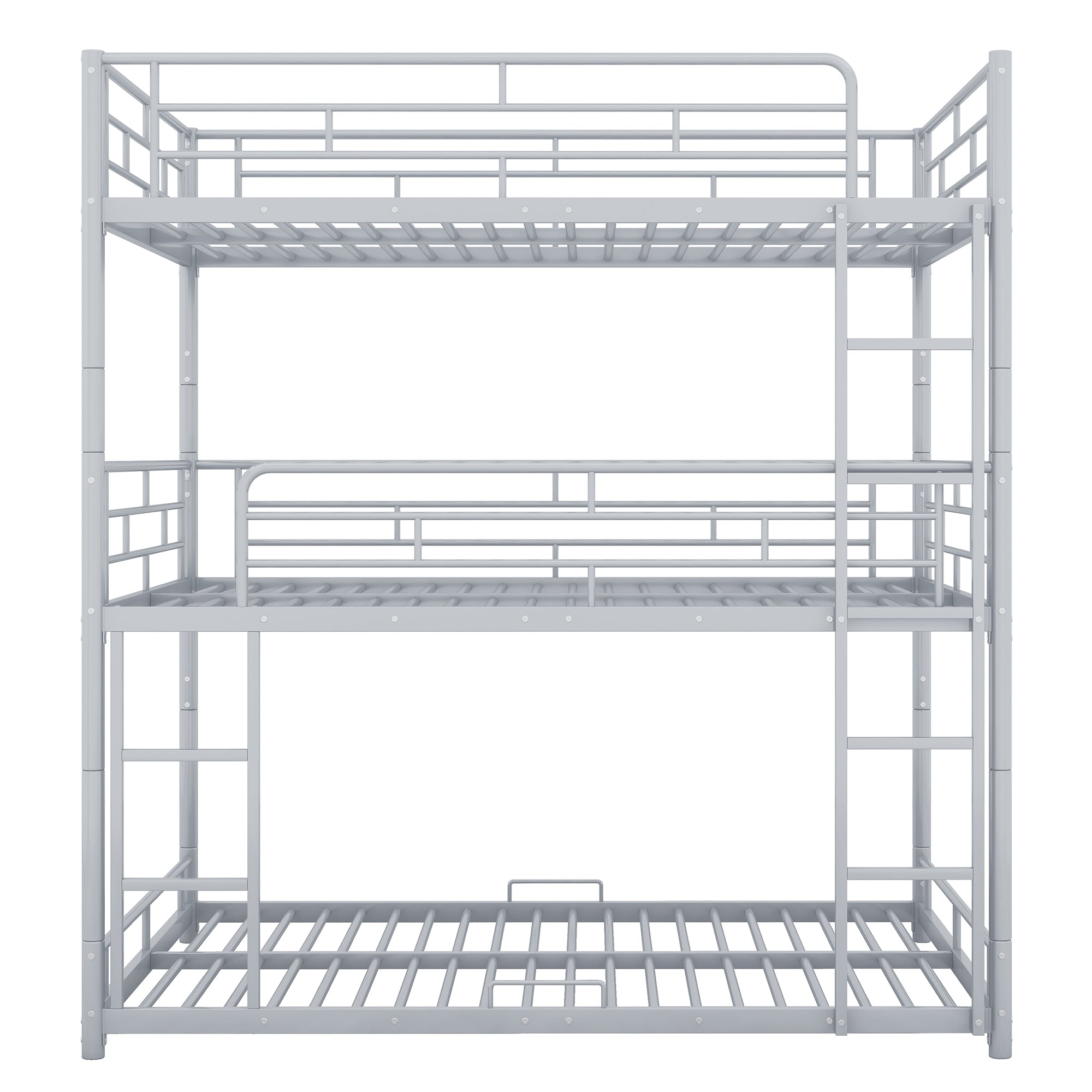 Metal Full Size Triple Bunk Bed, Silver
