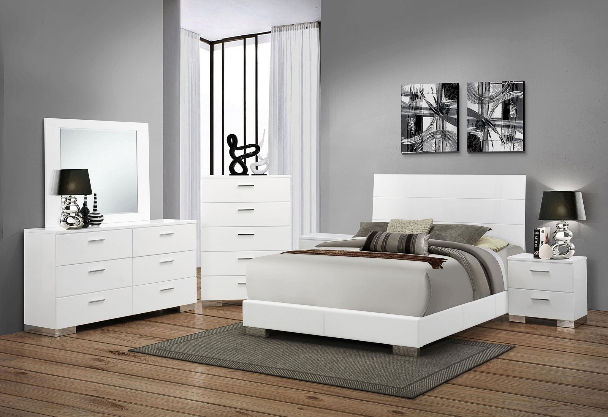 Felicity 6-piece Queen Bedroom Set White High Gloss