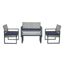 4 Piece Patio Furniture Set With Acacia Wood Table Top And Cushions