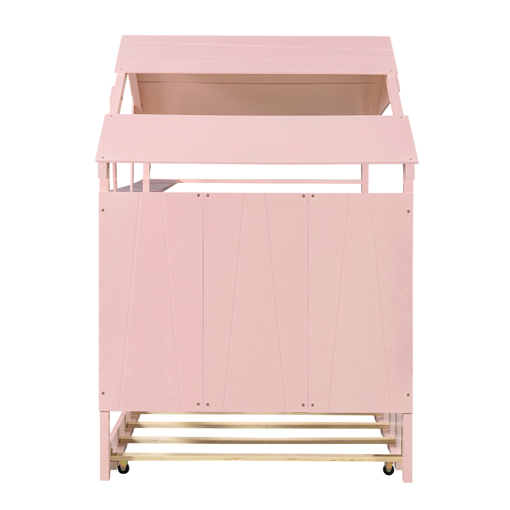 Wood Twin Size House Bed with Trundle and Storage, Pink - Atlantic Fine Furniture Melbourne FL
