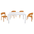 4 Piece Set Of Modern Designed Single Chairs With Long Table