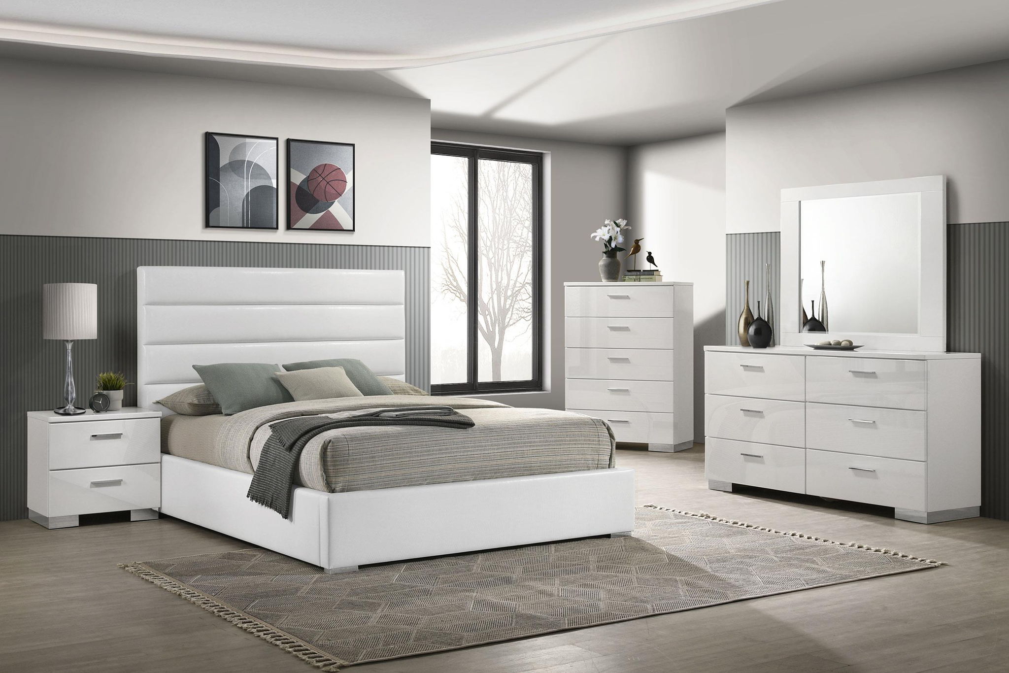 Felicity 5-piece Queen Bedroom Set White High Gloss