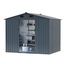 Outdoor Storage Shed, Galvanized Steel Garden Shed With 4 Vents & Double Sliding Door