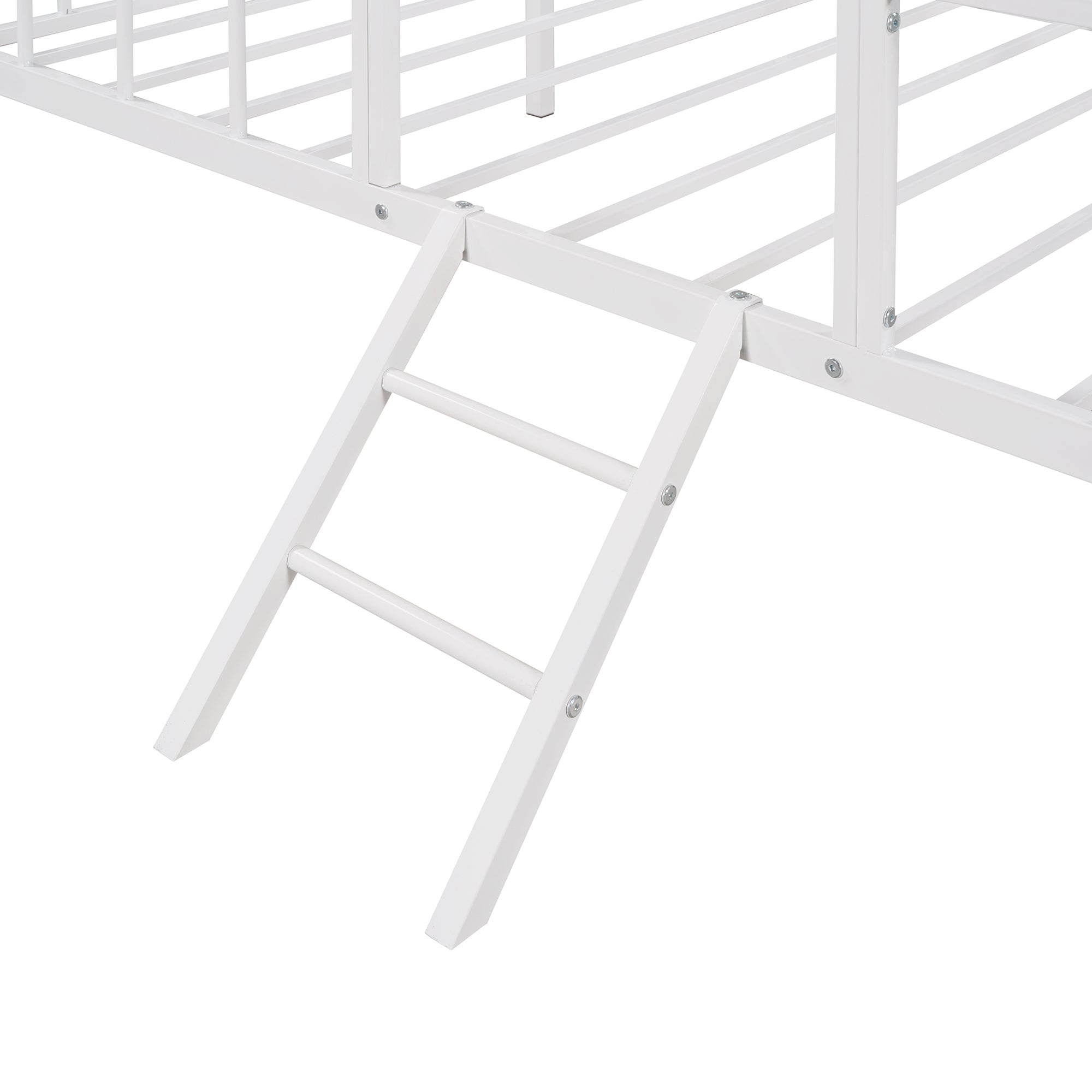 Metal House Bed Frame Twin Size with Slatted Support No Box Spring Needed White - Atlantic Fine Furniture Melbourne FL