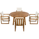 5 Piece Outdoor Patio Dining Set With 4 Armchairs And Table - Beige