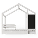 Twin House Bed With Blackboard And Drawers, 2 Assembly Options - White