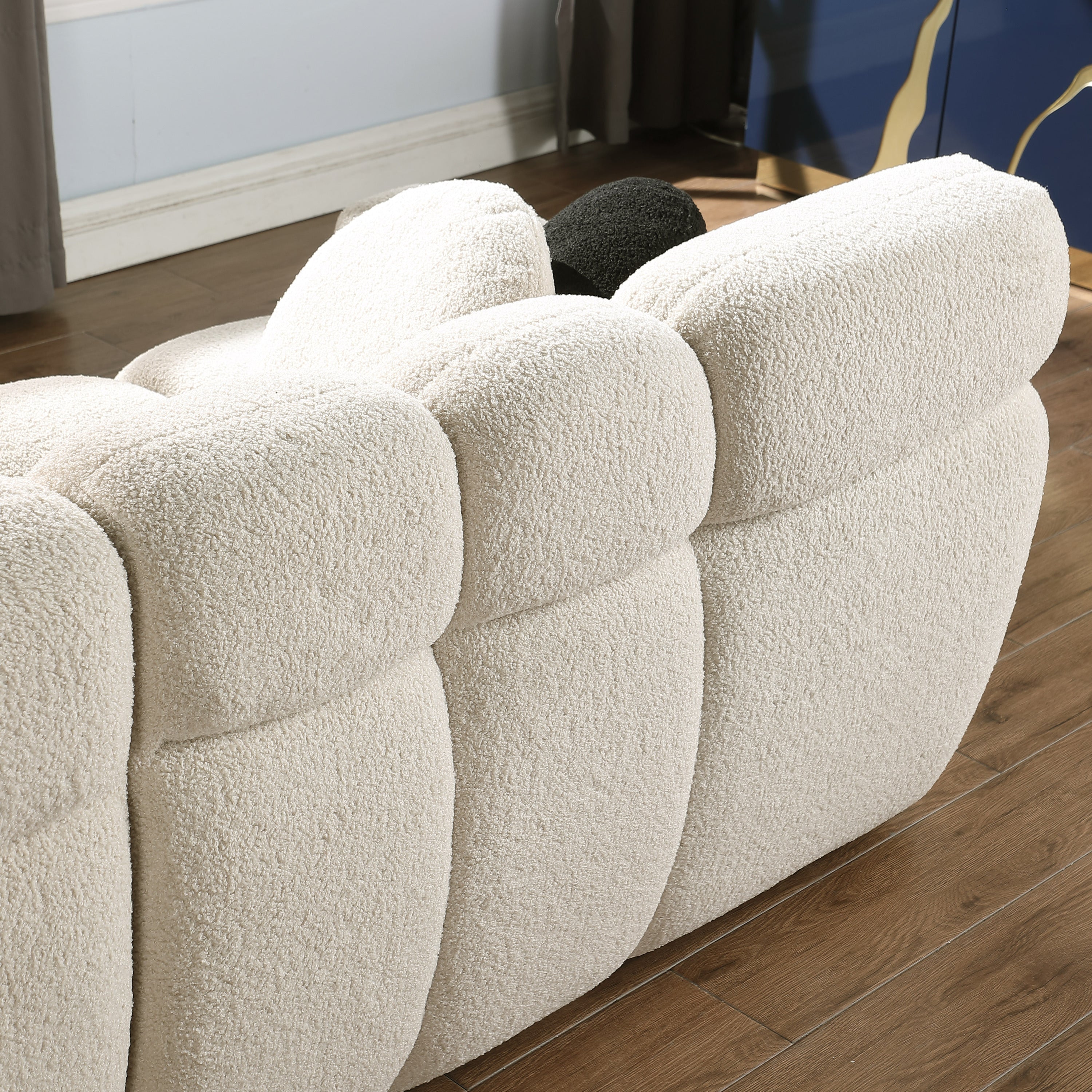 64.96 length ,35.83" deepth ,human body structure for USA people, marshmallow sofa,boucle sofa ,2 seater, BEIGE BOUCLE