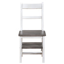 Solid Wood Foldable Ladderchair Dual Purpose Stepladders Step Display Stand Flower Stand Forhome, Library, Kitchen - Antique White / Sandstone