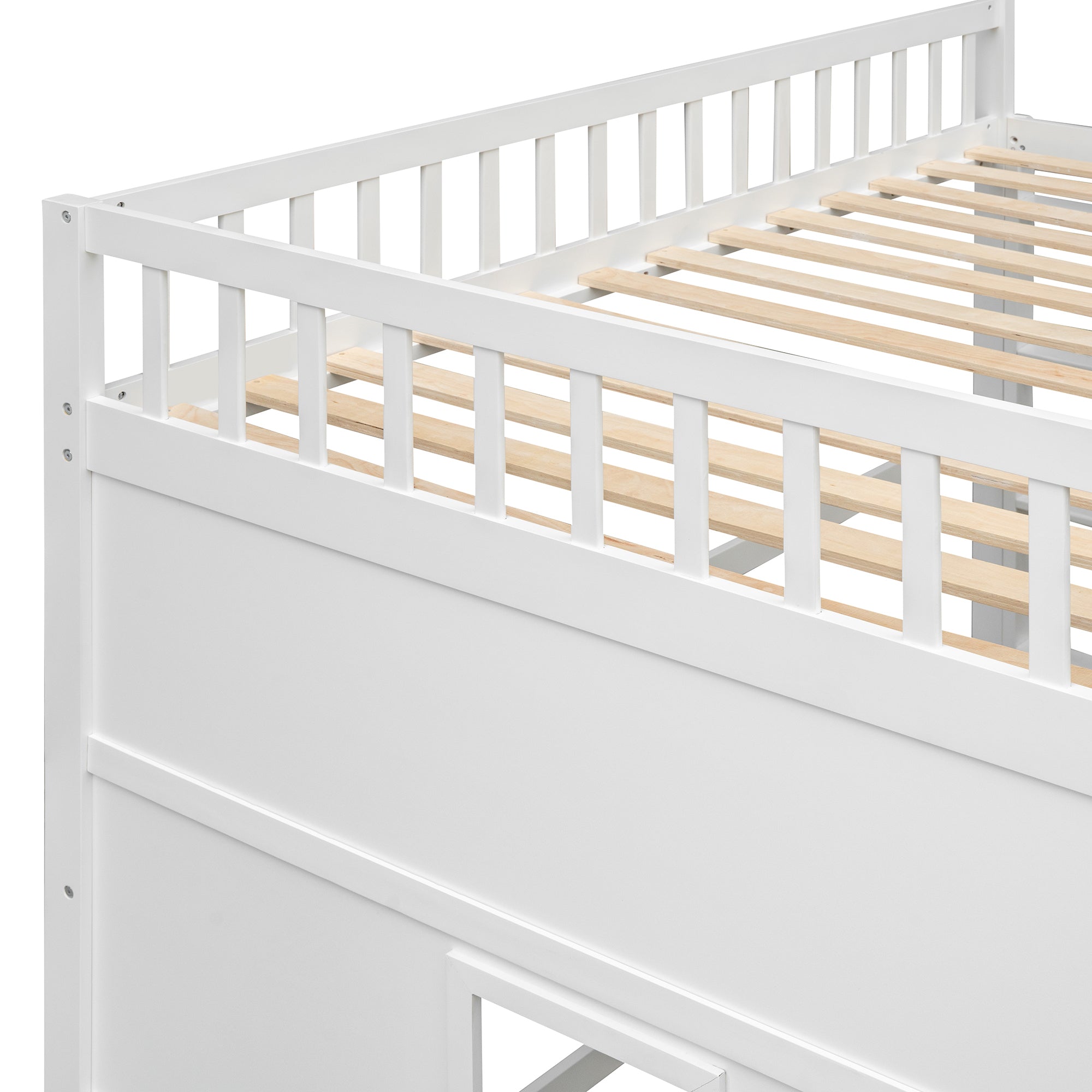 Full Size House Loft Bed With Ladder-White+Gray Frame - Atlantic Fine Furniture Melbourne FL