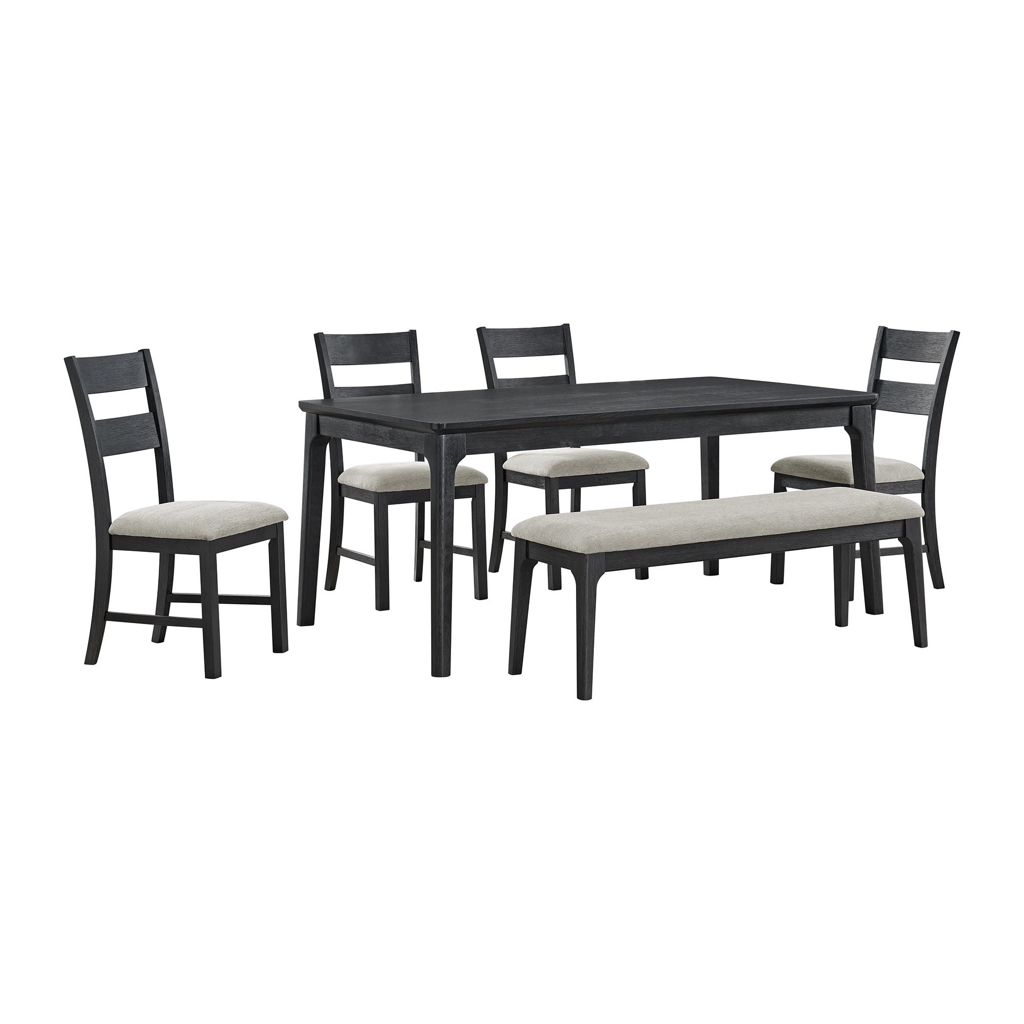 Garcia - 6 Piece Dining Set With Table, 4 Chairs, And Bench - Black