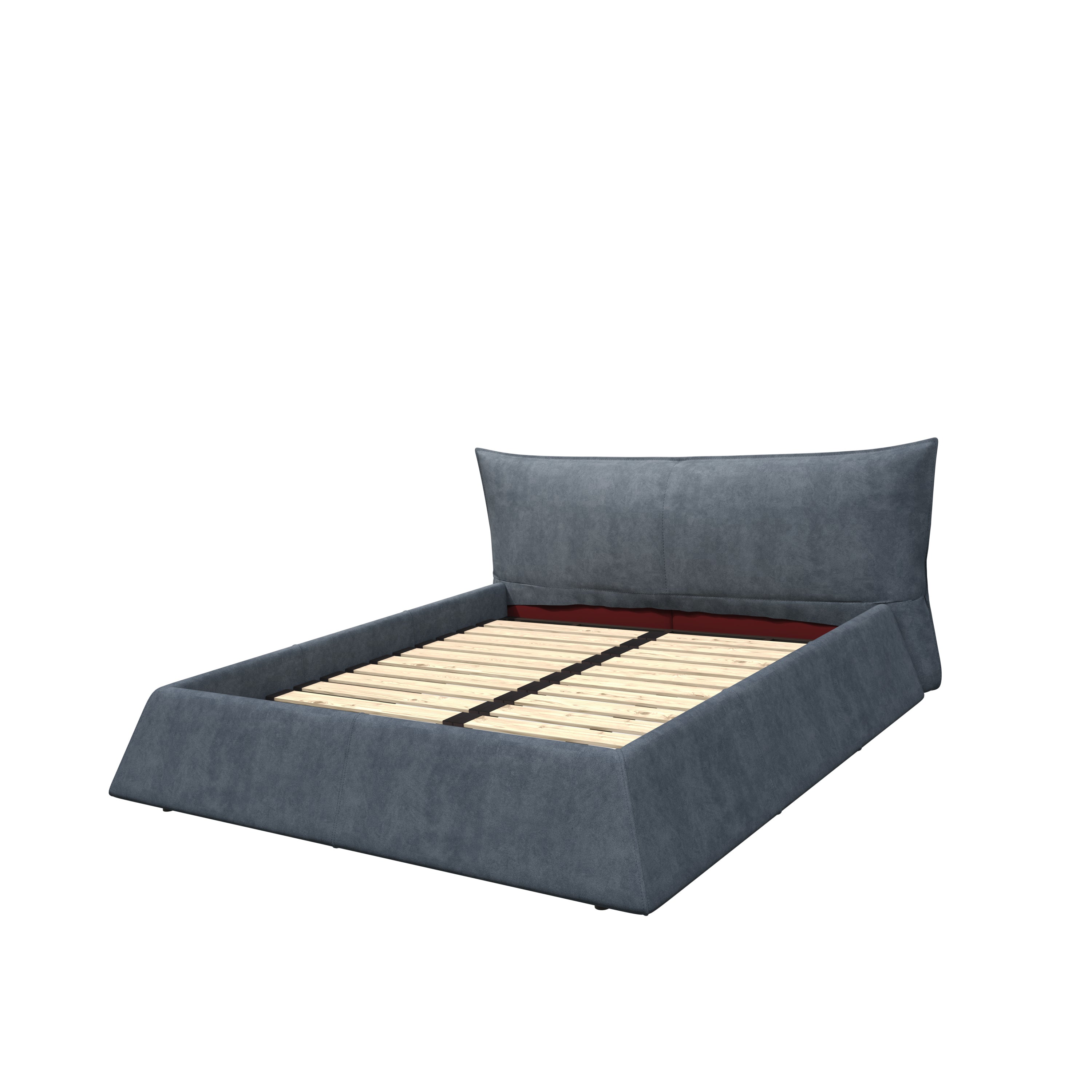 King Size Upholstered Platform Bed with Special Shaped Velvet Headboard, Metal & Solid Wood Frame,Grey