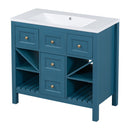 Bathroom Vanity With Resin Sink Combo, Freestanding Vanity Set With 5 Drawers