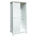 Modern Bedroom Storage Wardrobe With Hanging Rods, 2 Drawers, Open Shelves, Sliding Door - White