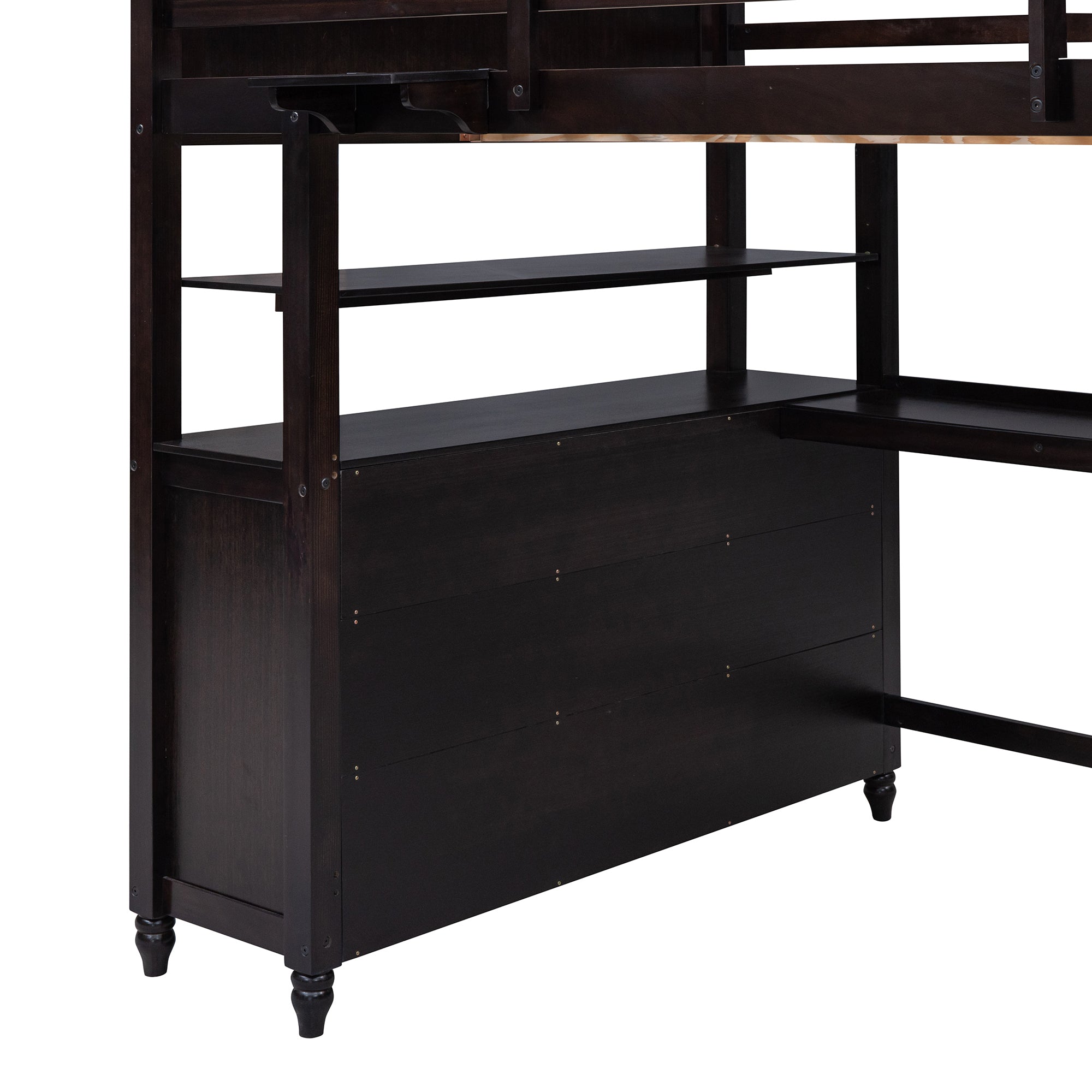 Full size Loft Bed with Drawers and Desk, Wooden Loft Bed with Shelves - Espresso(OLD SKU:LT001529AAP) - Atlantic Fine Furniture Melbourne FL