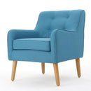 Modern Arm Chair With Tufted Back And Wooden Legs