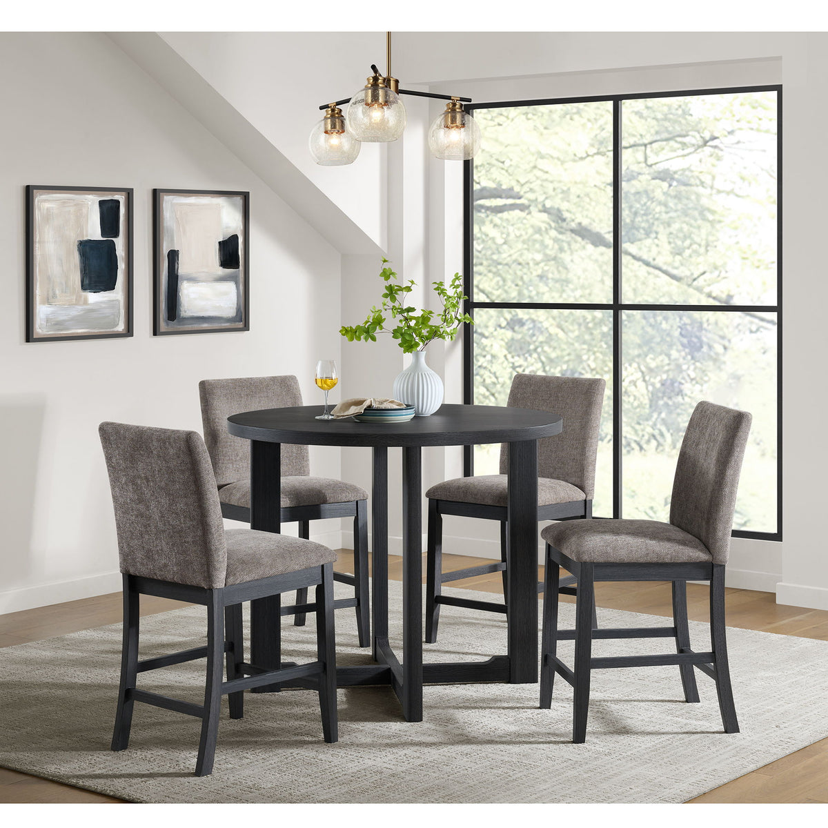 Wakefield 5 Piece Counter Set (Table And 4 Chairs) in Espresso by Elements International, view 6