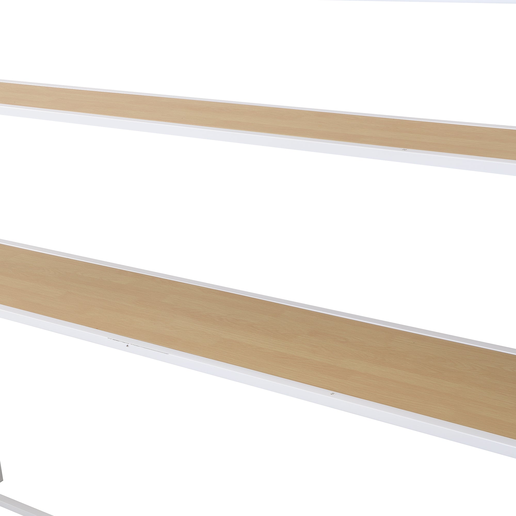 Twin Size Metal Loft bed with Staircase, Built-in Desk and Storage Shelves, White - Atlantic Fine Furniture Melbourne FL