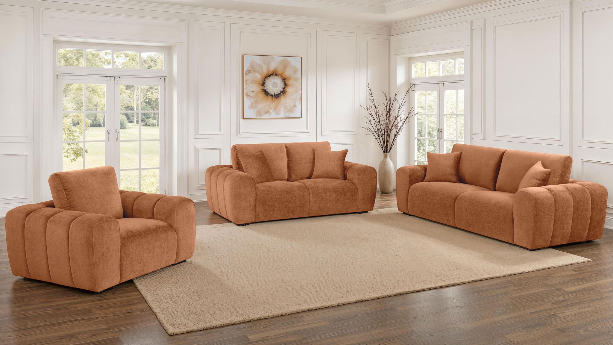 Burnett Chenille Upholstered Accent Chair Burnt Orange - Atlantic Fine Furniture Melbourne FL