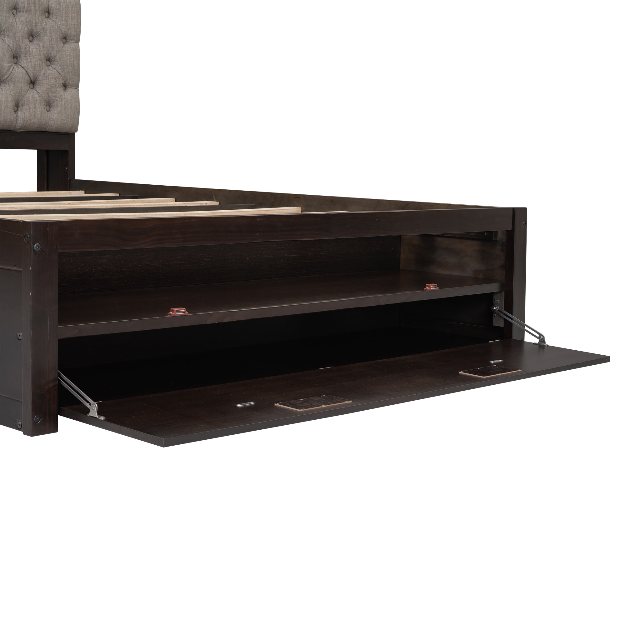 Wood Queen Size Platform Bed with Storage Headboard, shoe rack and 4 drawers,Espresso - Atlantic Fine Furniture Melbourne FL