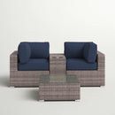 Wicker Seating Group Set With Table And Cushions