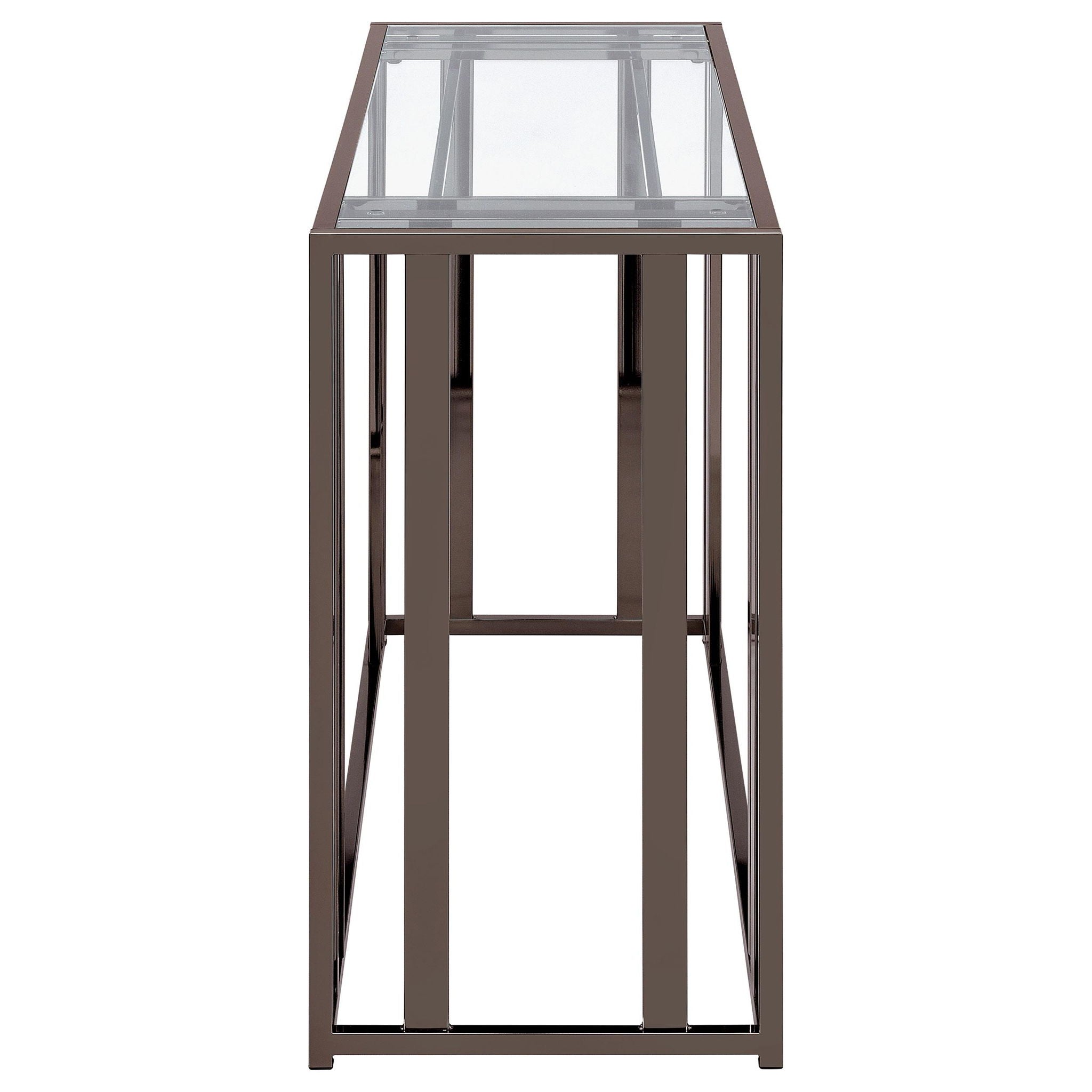 Adri Glass Top Entryway Console Table Black Nickel