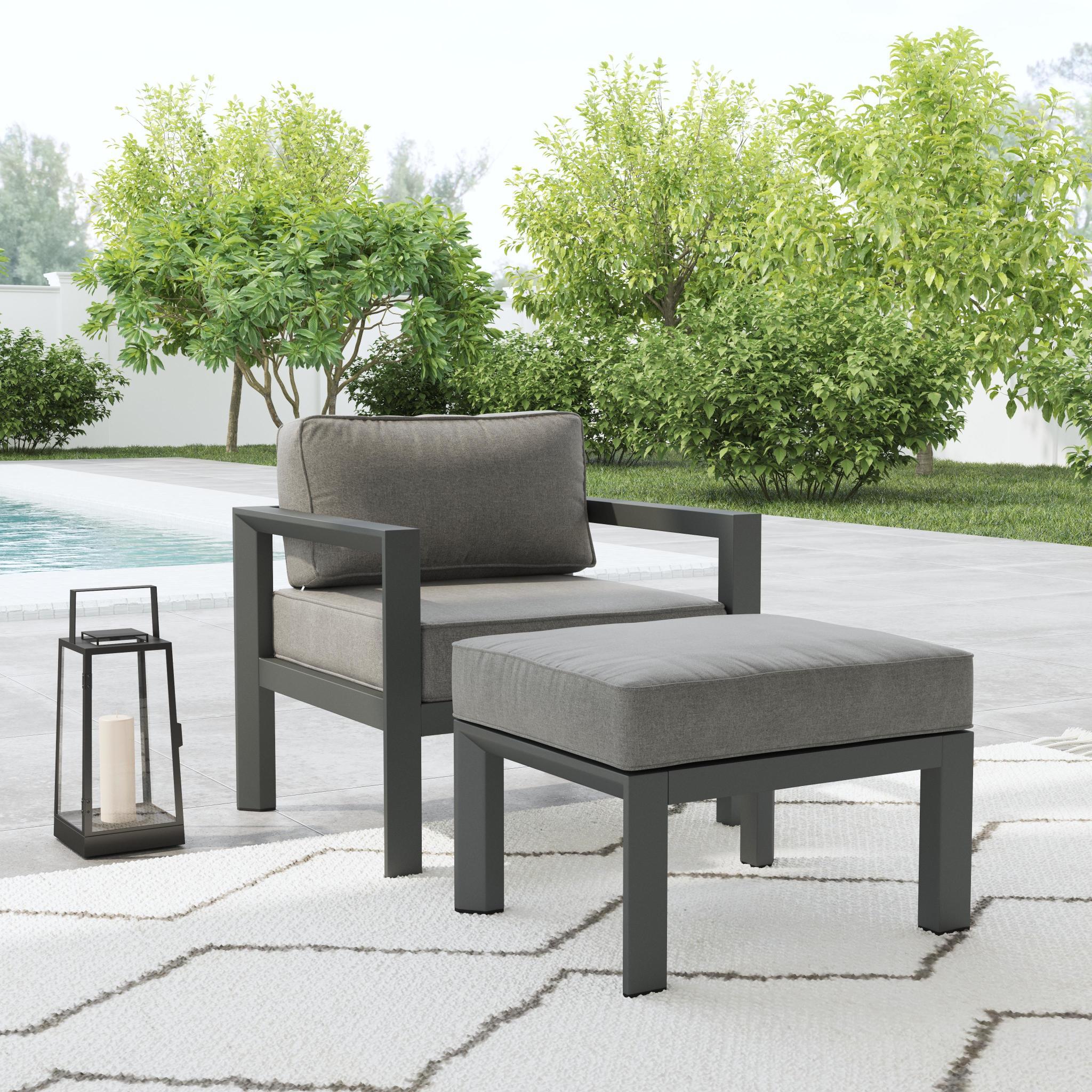 Grayton - 25.5" Outdoor Aluminum Lounge Chair - Dark Gray
