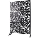 Outdoor & Indoor Privacy Screen Metal Privacy Screen, Freestanding Decorative Privacy Screen For Deck Balcony Patio - Black