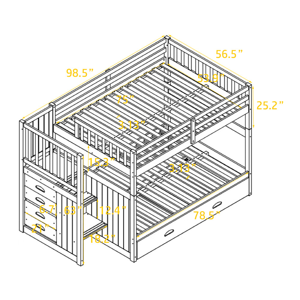 Full over Full Bunk Bed with Twin Size Trundle, White (old sku: LT000026AAK ) - Atlantic Fine Furniture Melbourne FL