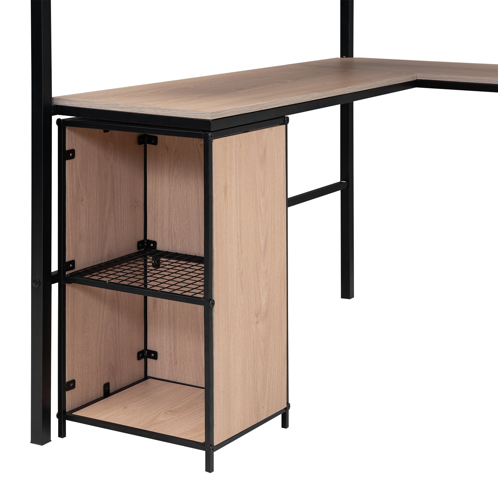 Metal Loft Bed with bookcase, desk and cabinet, Full, Black - Atlantic Fine Furniture Melbourne FL