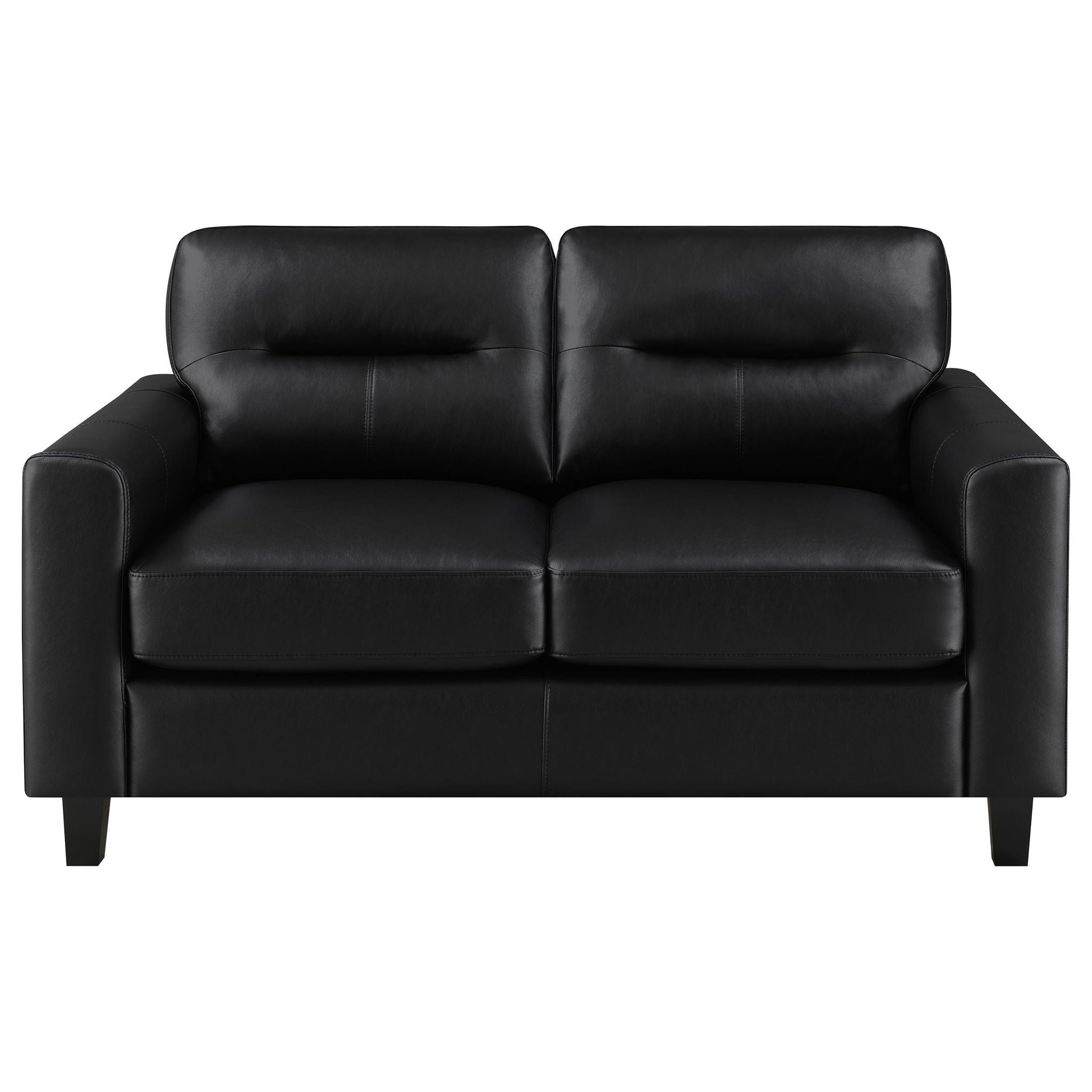 Scotland Faux Leather Upholstered Track Arm Loveseat Black