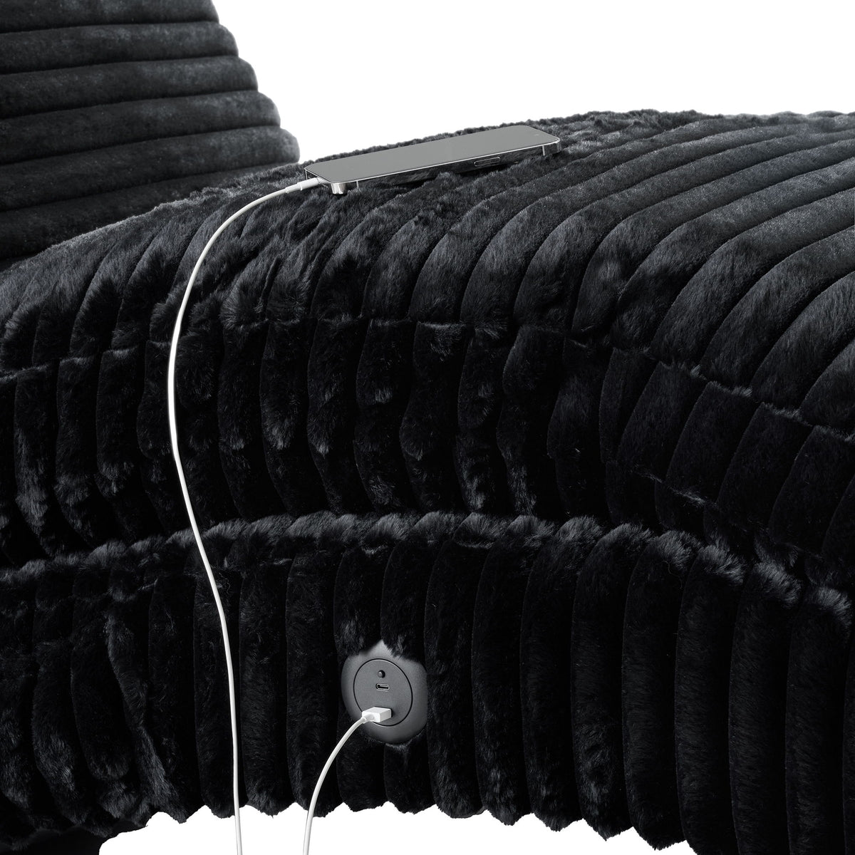 Nori Chaise With Heat Massage, USBC, LED in Black by Elements International, view 10