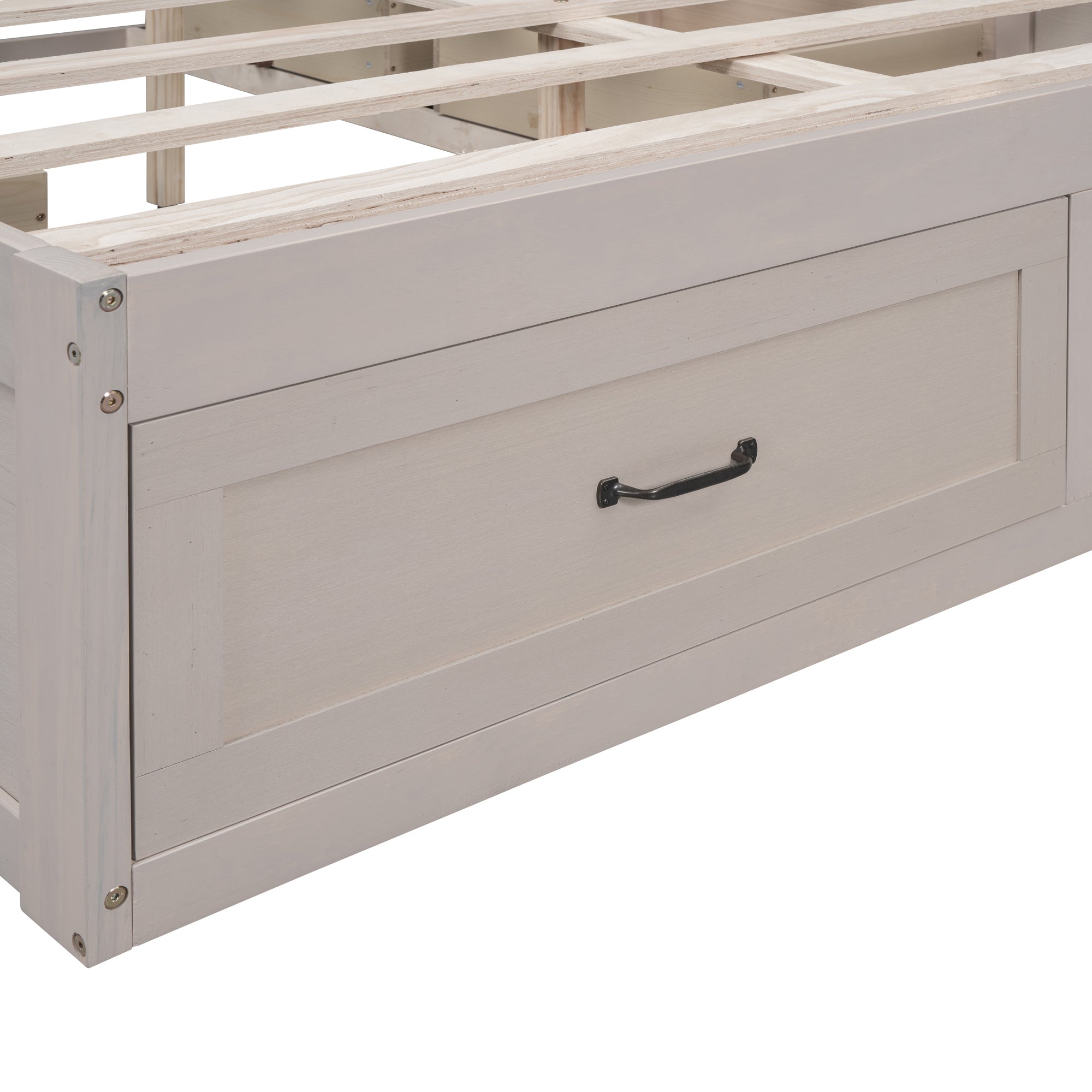 Full Size Platform Bed with 6 Storage Drawers,Antique White - Atlantic Fine Furniture Melbourne FL