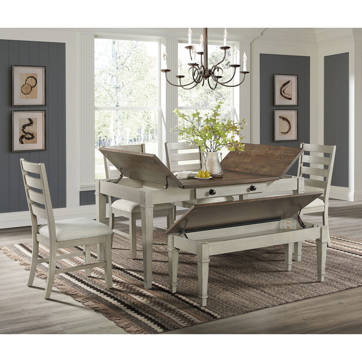Farmington Ladder Back Dining Side Chair (Set of 2) in Washed Stone / Light Beige by Elements International, view 8