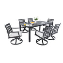 Modern Classic Outdoor Patio Dining Set, Rectangular Table & Dining Chairs, Rust Free, Weather Resistant