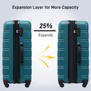 Hardshell Luggage Sets 3 Pieces Spinner Suitcase With Tsa Lock Lightweight 20" 24" 28" - Antique Blue Green