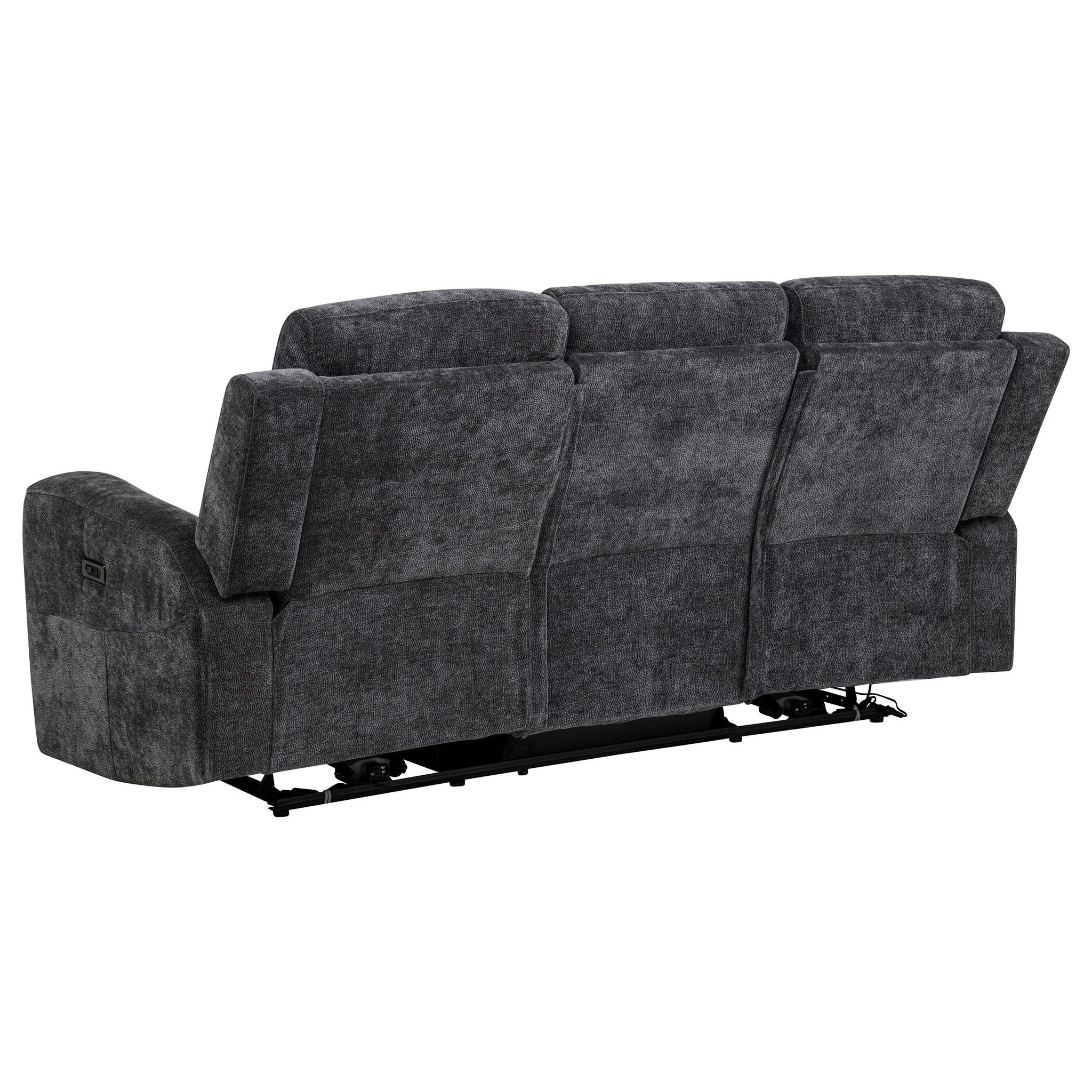 Kennett 2-piece Chenille Power Reclining Sofa Set Dark Grey