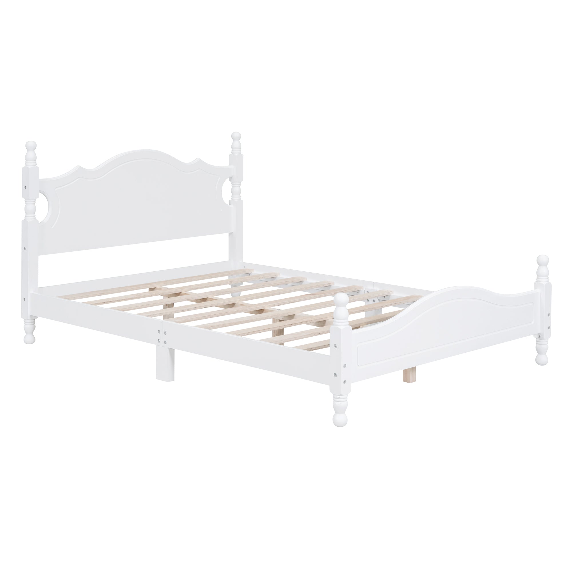 Full Size Wood Platform Bed Frame,Retro Style Platform Bed with Wooden Slat Support,White - Atlantic Fine Furniture Melbourne FL