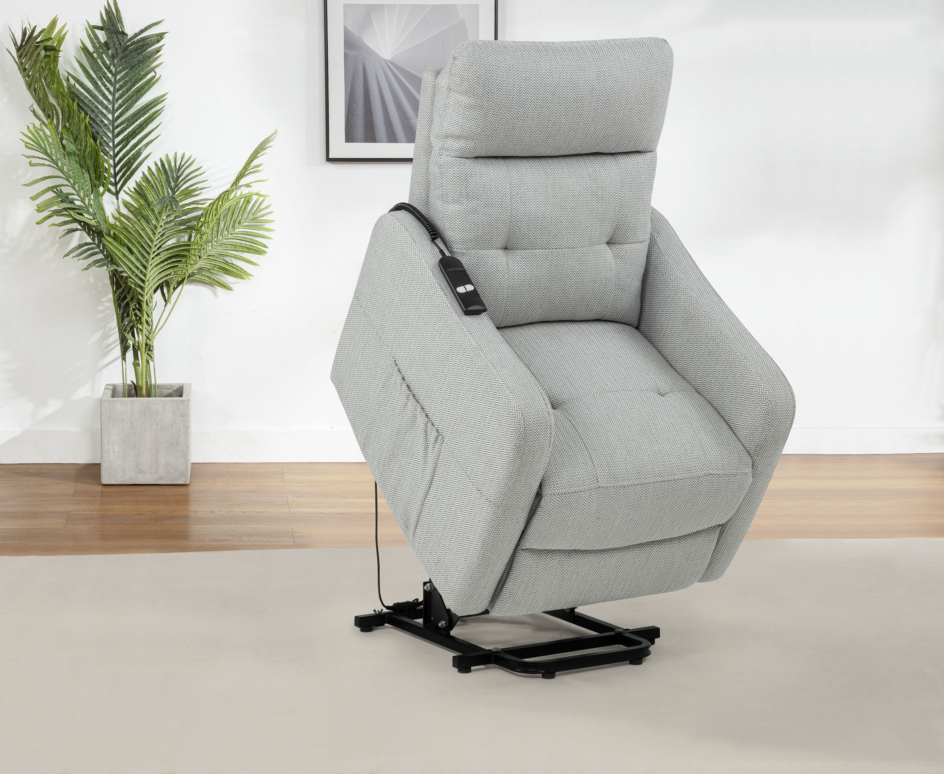 Dayes Upholstered Power Lift Recliner Chair Light Grey — view 4
