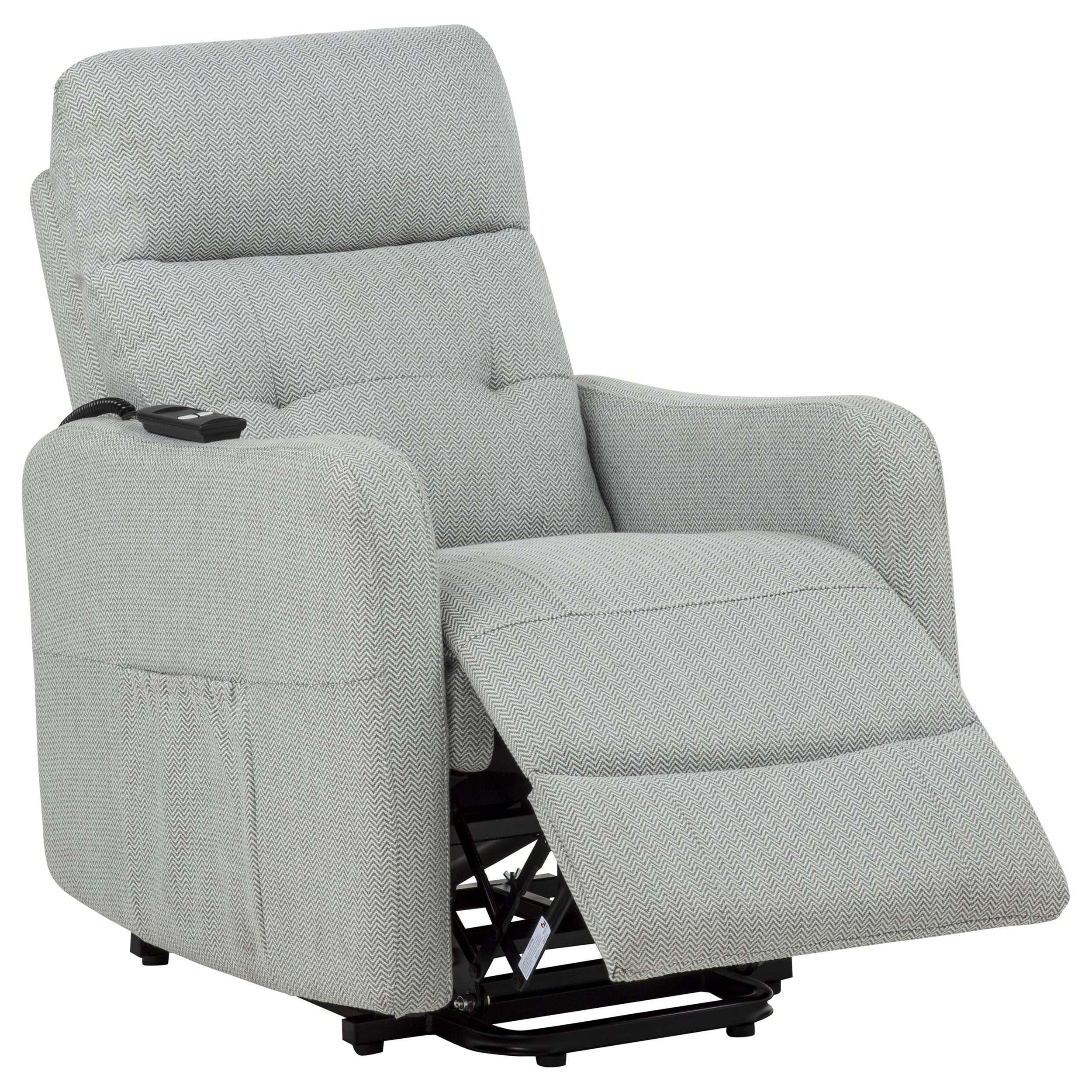 Dayes Upholstered Power Lift Recliner Chair Light Grey — view 5