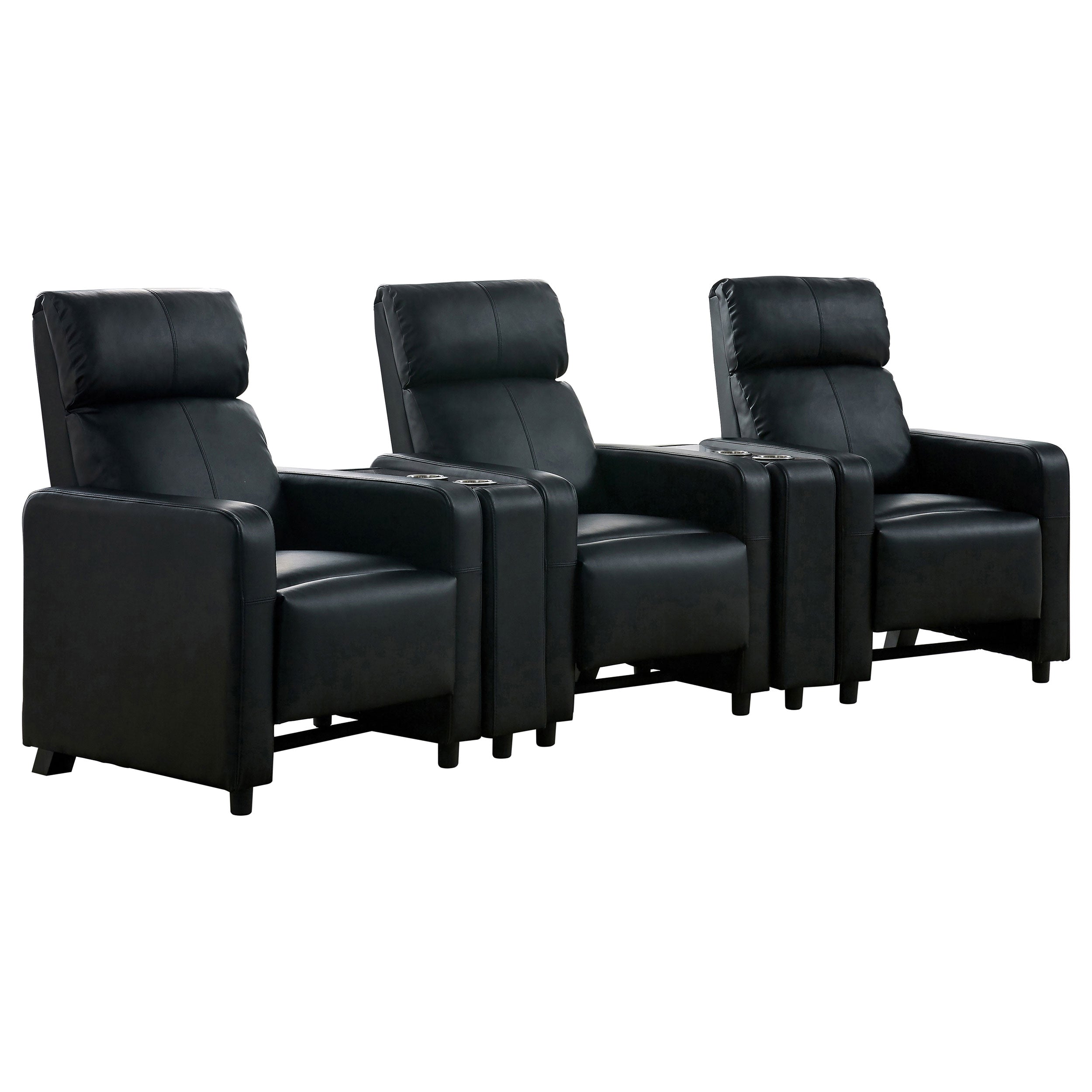 Toohey Upholstered Tufted Recliner Living Room Set Black — view 1