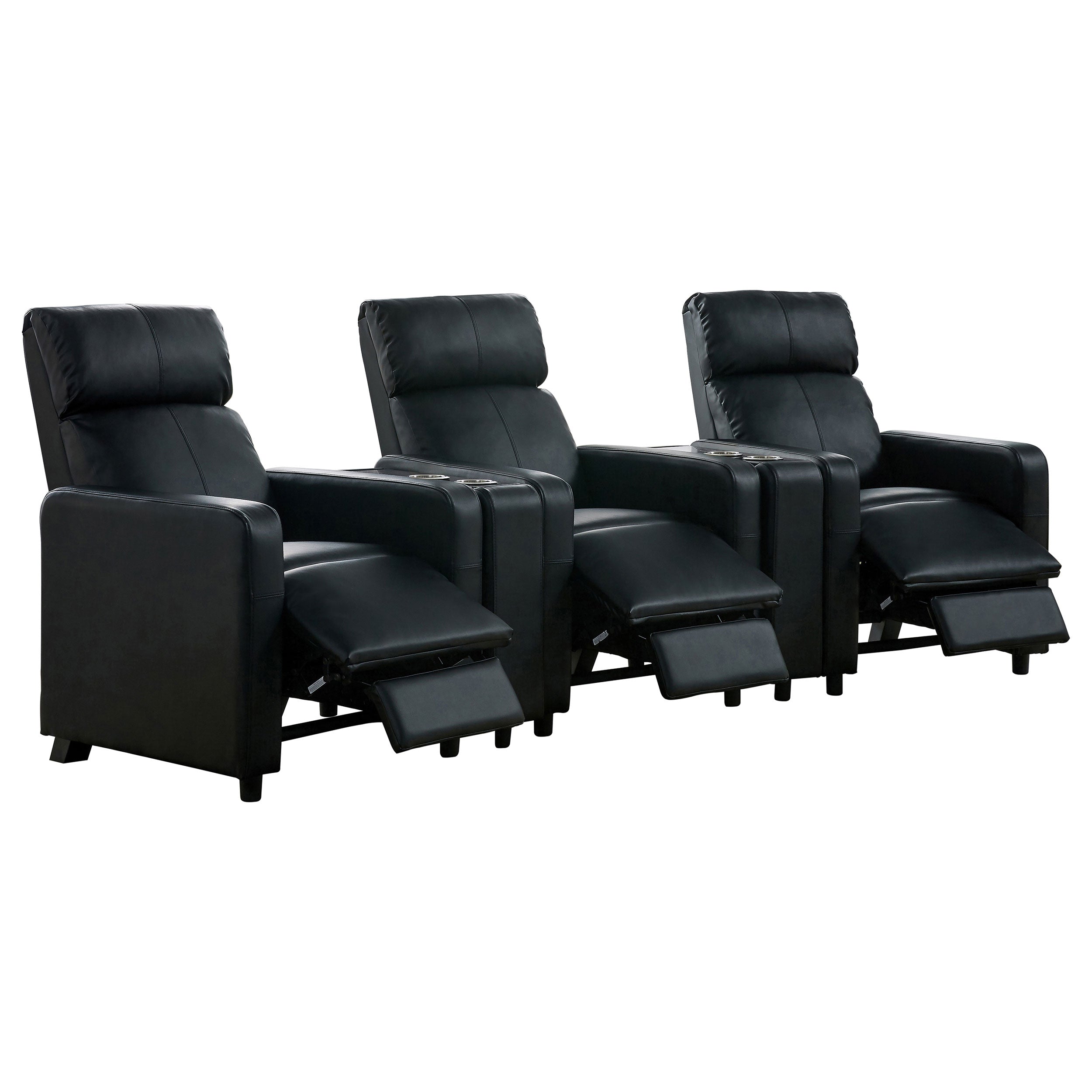Toohey Upholstered Tufted Recliner Living Room Set Black — view 4