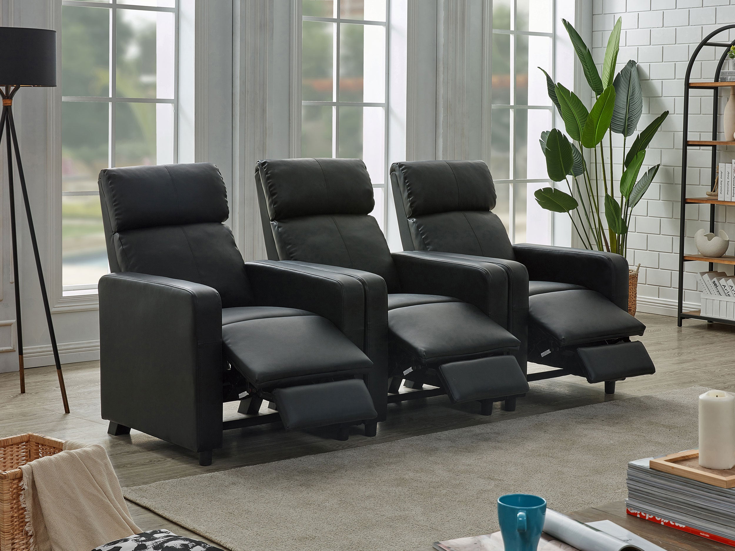 Toohey Upholstered Tufted Recliner Living Room Set Black — view 3