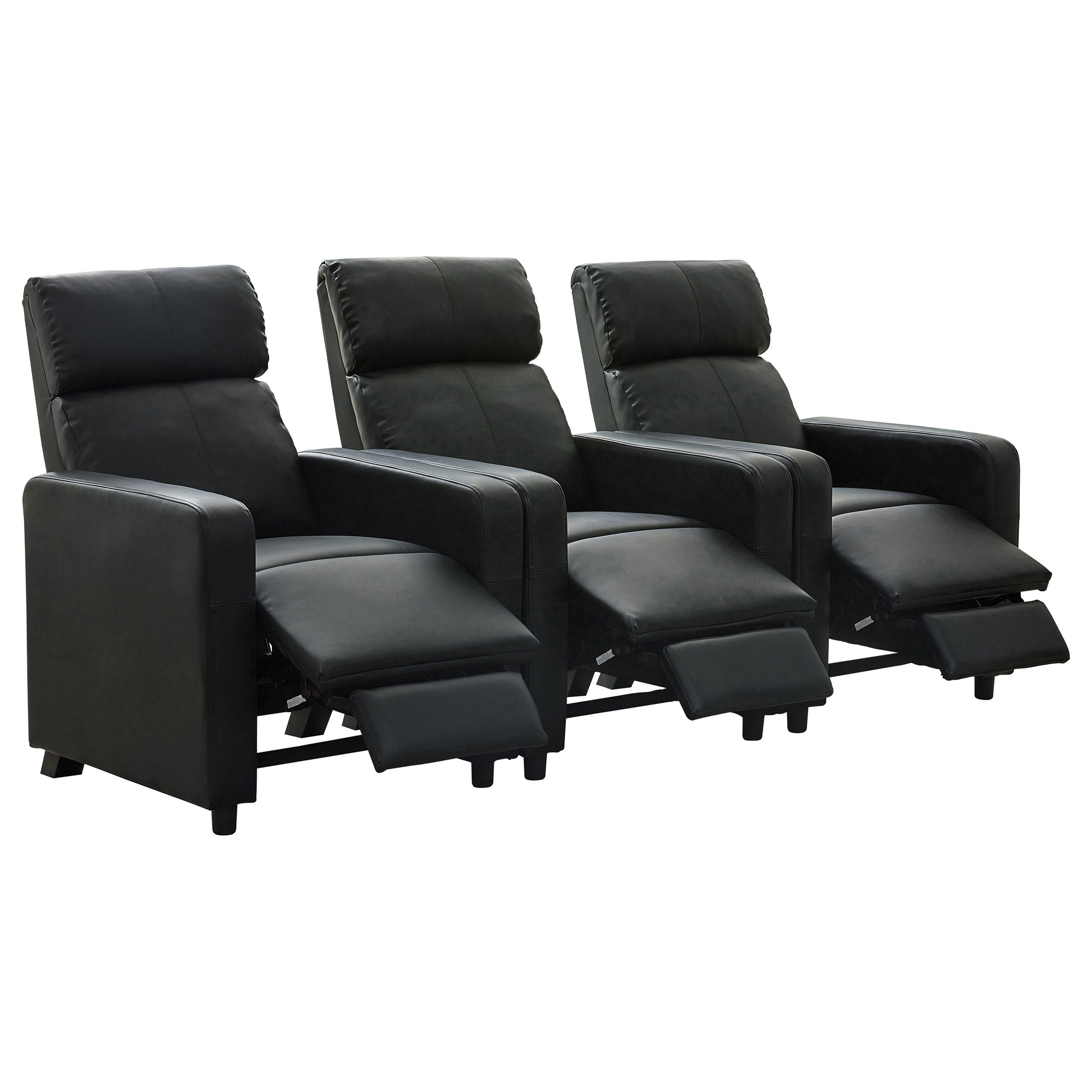 Toohey Upholstered Tufted Recliner Living Room Set Black — view 4
