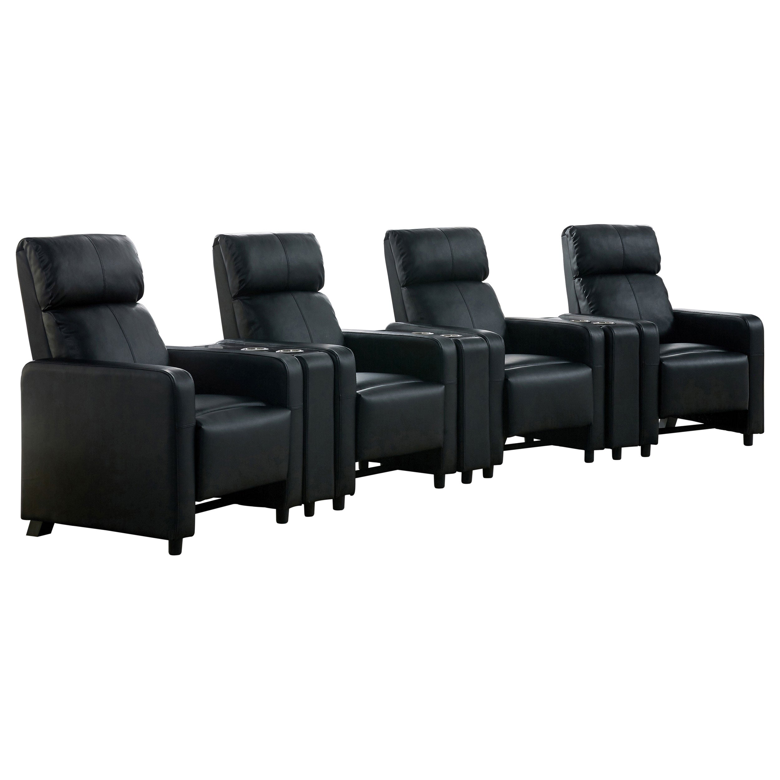 Toohey Upholstered Tufted Recliner Living Room Set Black — view 1