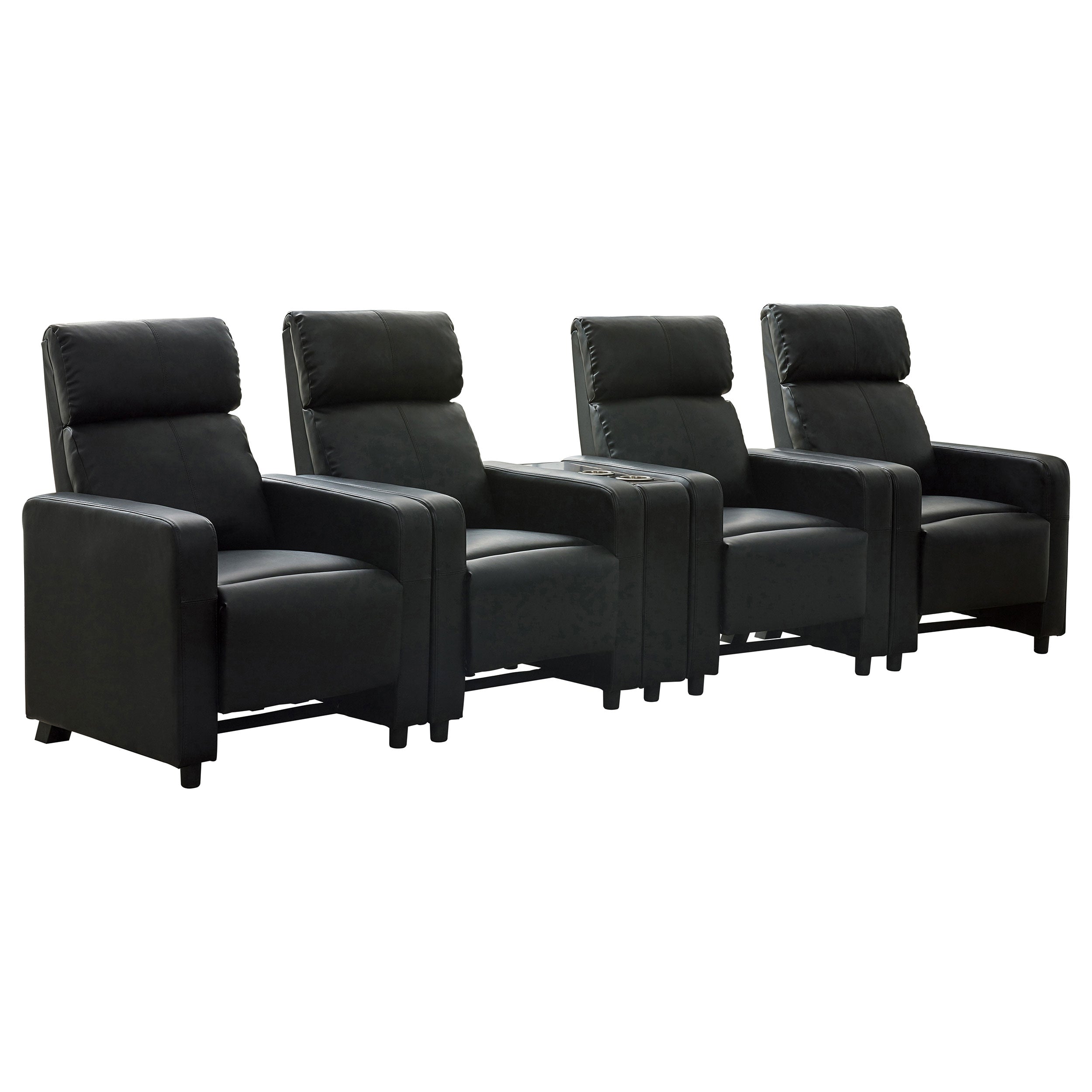 Toohey Upholstered Tufted Recliner Living Room Set Black — view 1