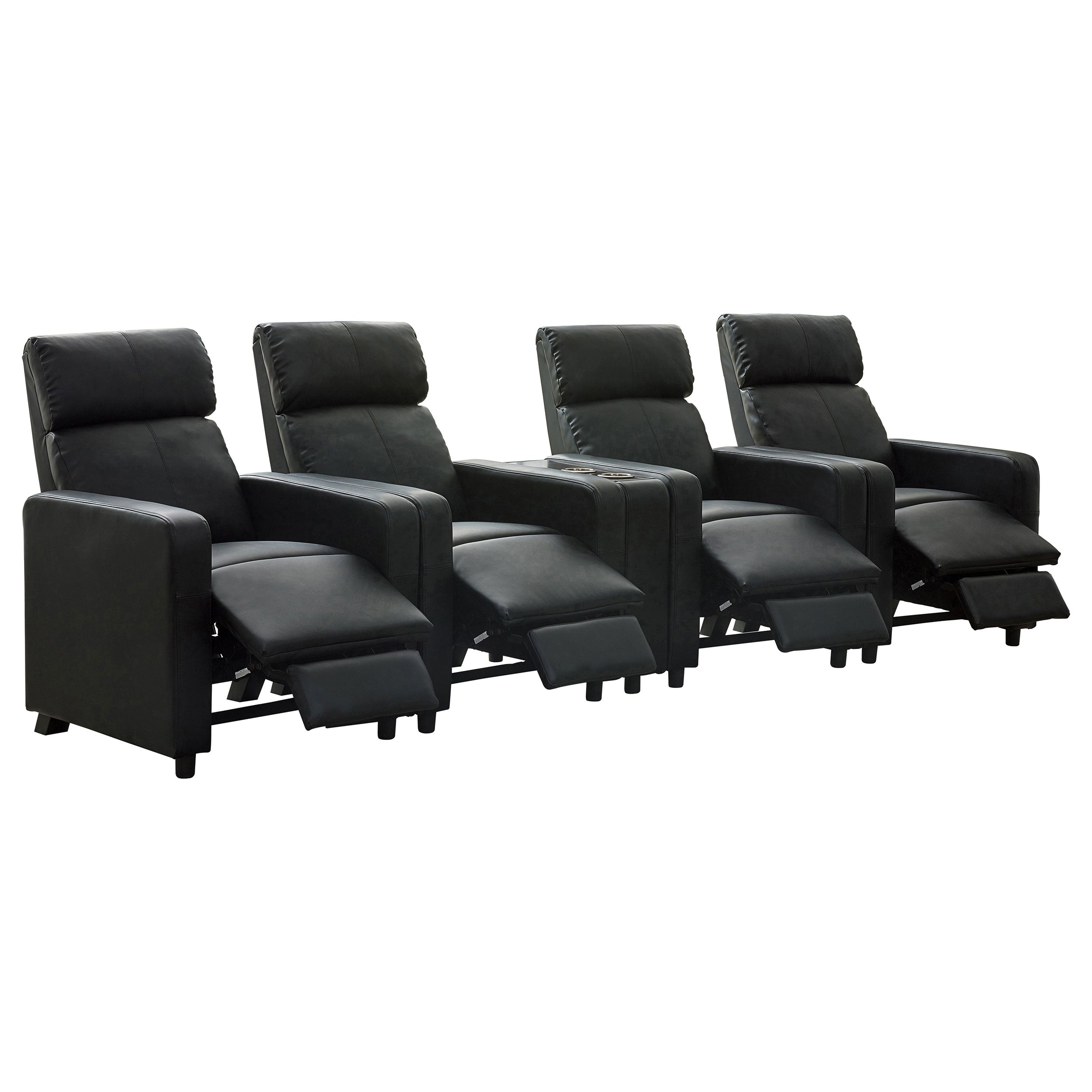 Toohey Upholstered Tufted Recliner Living Room Set Black — view 4