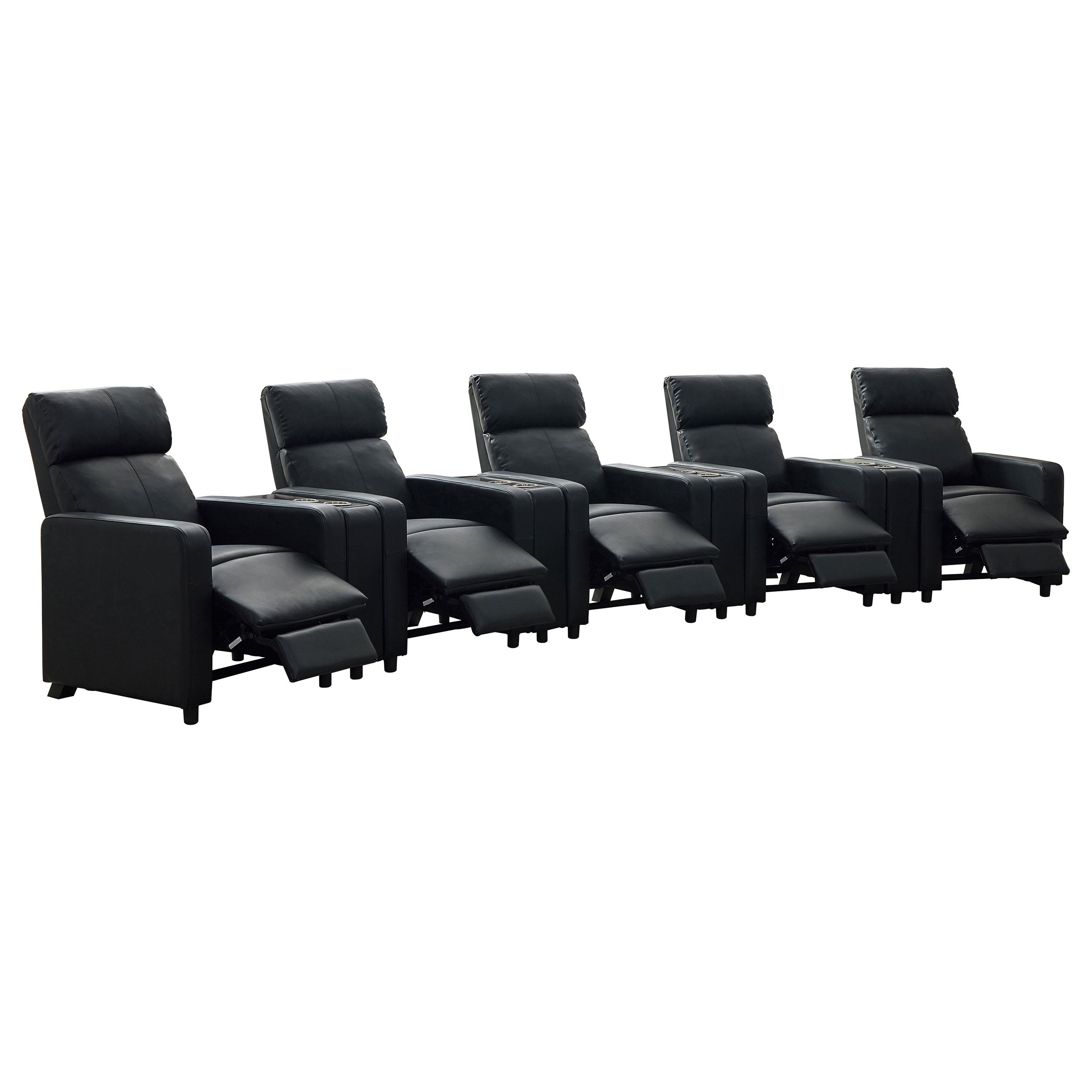 Toohey Upholstered Tufted Recliner Living Room Set Black — view 4